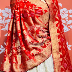 PURE VISCOS KHADDI GEORGETTE DUPATTA WITH TISSUE LEHENGA
