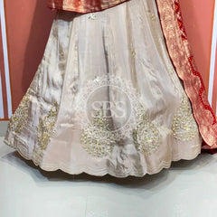 PURE VISCOS KHADDI GEORGETTE DUPATTA WITH TISSUE LEHENGA