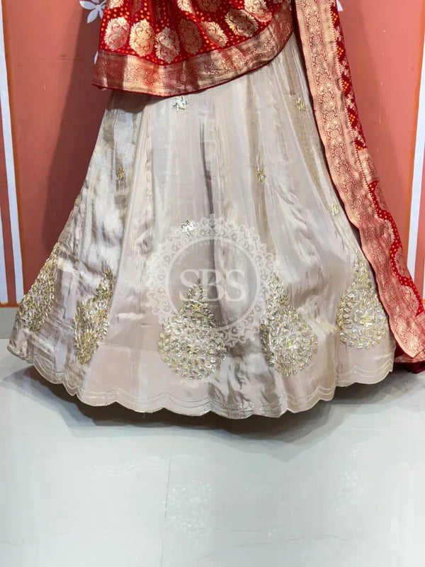 PURE VISCOS KHADDI GEORGETTE DUPATTA WITH TISSUE LEHENGA