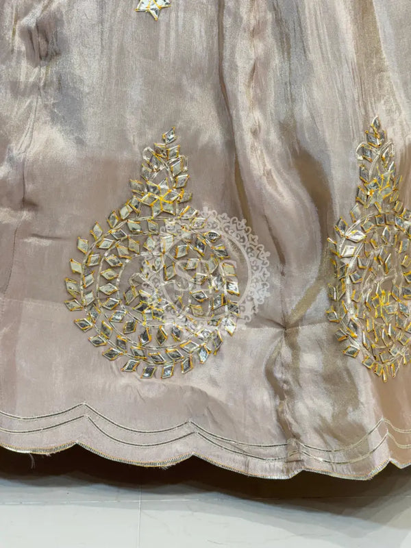 PURE VISCOS KHADDI GEORGETTE DUPATTA WITH TISSUE LEHENGA