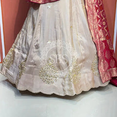 PURE VISCOS KHADDI GEORGETTE DUPATTA WITH TISSUE LEHENGA