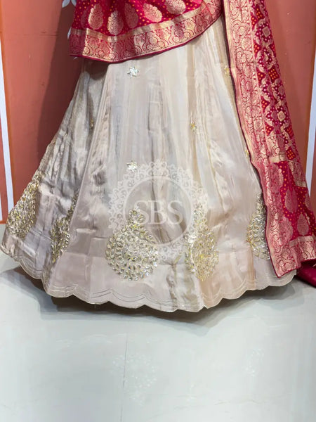PURE VISCOS KHADDI GEORGETTE DUPATTA WITH TISSUE LEHENGA