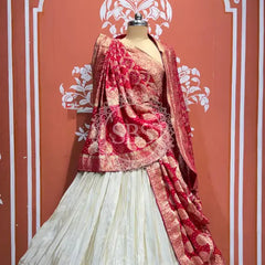 PURE VISCOS KHADDI GEORGETTE DUPATTA WITH TISSUE LEHENGA