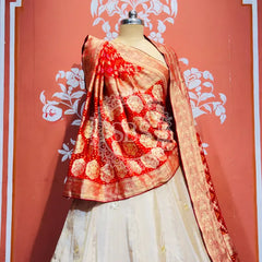 PURE VISCOS KHADDI GEORGETTE DUPATTA WITH TISSUE LEHENGA