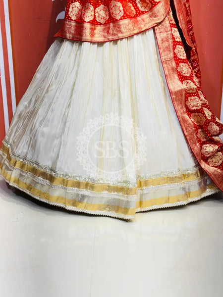 PURE VISCOS KHADDI GEORGETTE DUPATTA WITH TISSUE LEHENGA