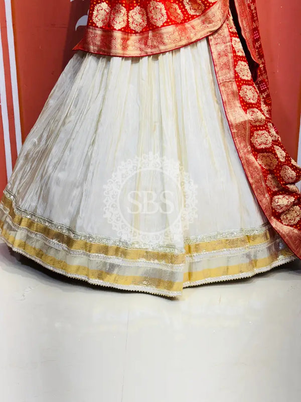 PURE VISCOS KHADDI GEORGETTE DUPATTA WITH TISSUE LEHENGA