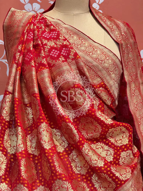 PURE VISCOS KHADDI GEORGETTE DUPATTA WITH TISSUE LEHENGA