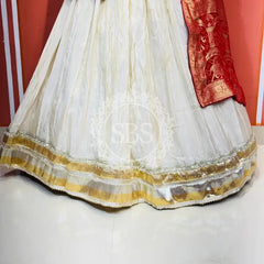 PURE VISCOS KHADDI GEORGETTE DUPATTA WITH TISSUE LEHENGA