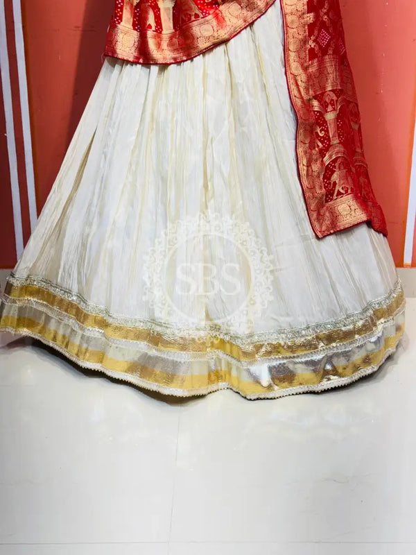 PURE VISCOS KHADDI GEORGETTE DUPATTA WITH TISSUE LEHENGA