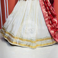 PURE VISCOS KHADDI GEORGETTE DUPATTA WITH TISSUE LEHENGA