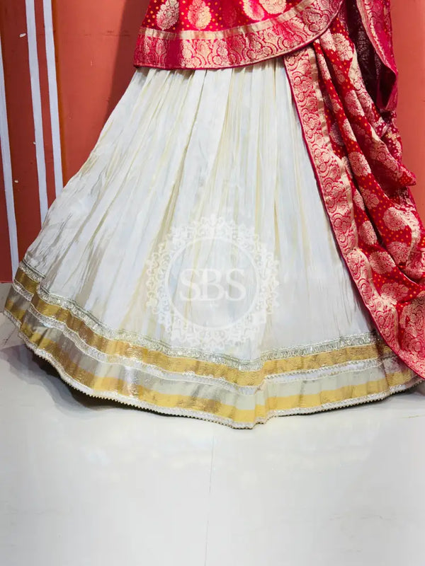 PURE VISCOS KHADDI GEORGETTE DUPATTA WITH TISSUE LEHENGA