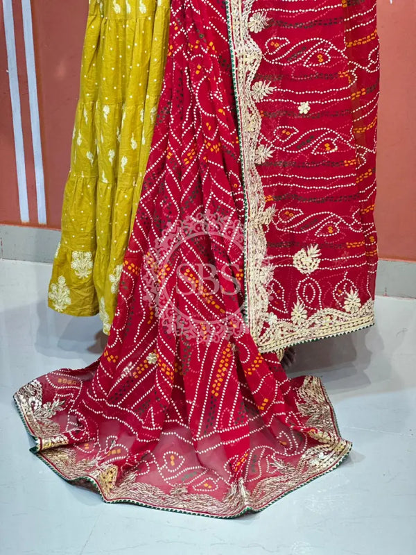 PURE VISCOSE GEORGETTE BHANDEJ SAREE