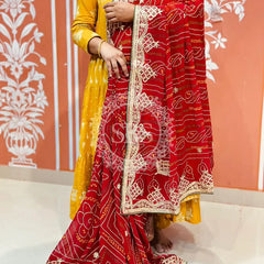 PURE VISCOSE GEORGETTE BHANDEJ SAREE