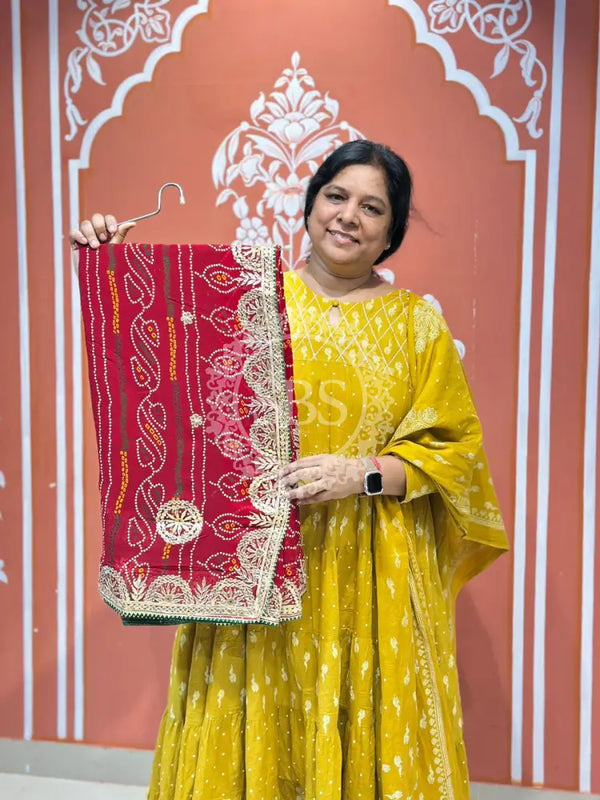 PURE VISCOSE GEORGETTE BHANDEJ SAREE