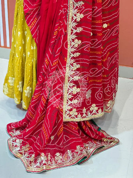 PURE VISCOSE GEORGETTE BHANDEJ SAREE