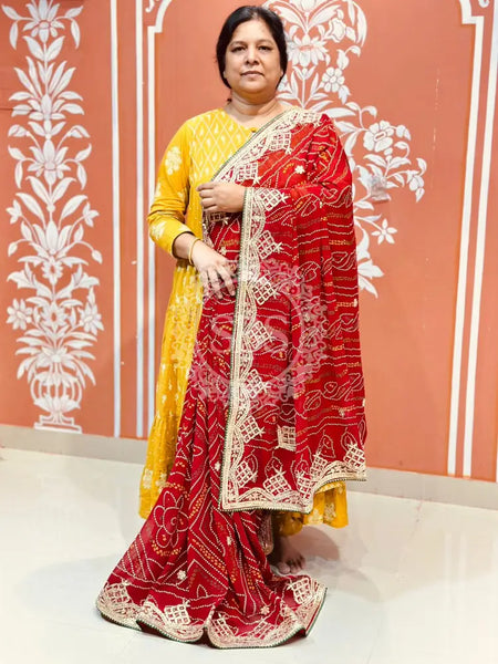 PURE VISCOSE GEORGETTE BHANDEJ SAREE