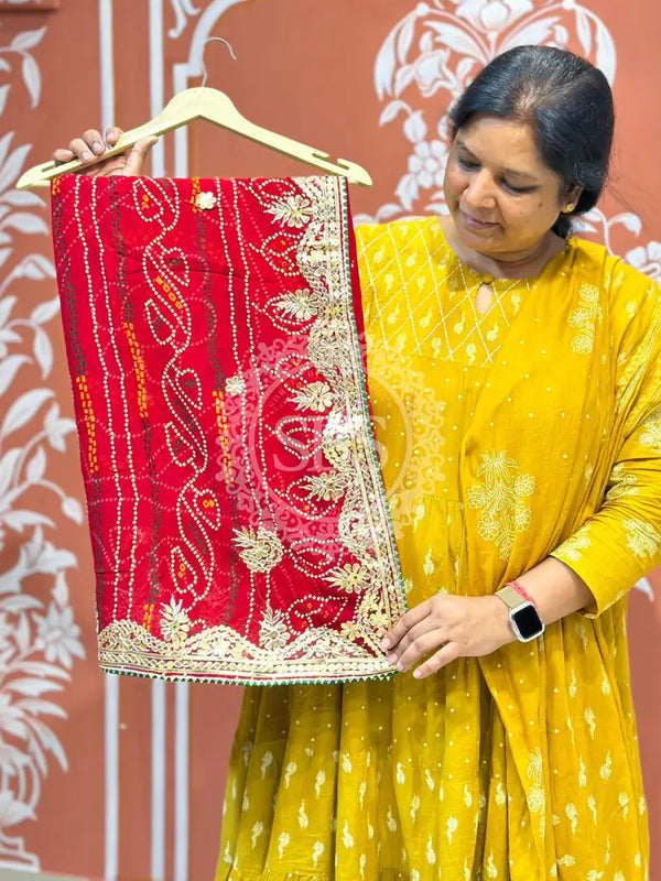 PURE VISCOSE GEORGETTE BHANDEJ SAREE