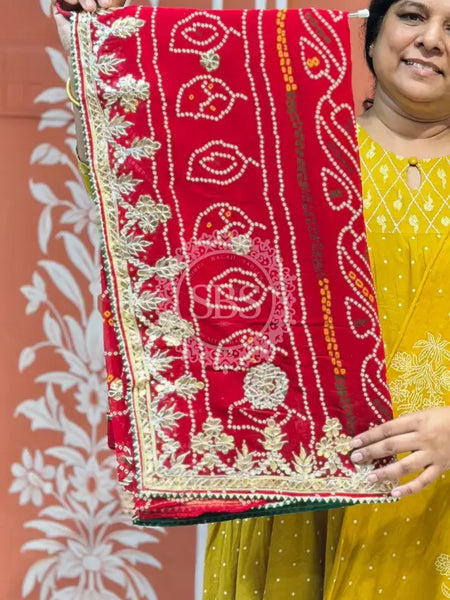 PURE VISCOSE GEORGETTE BHANDEJ SAREE