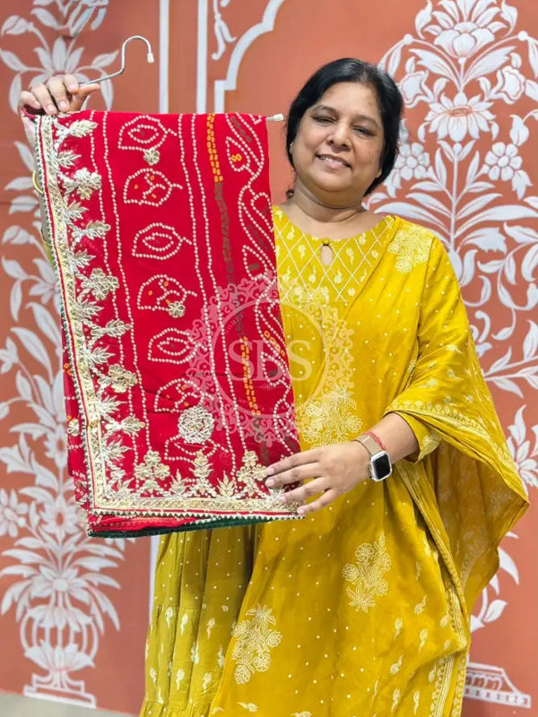 PURE VISCOSE GEORGETTE BHANDEJ SAREE