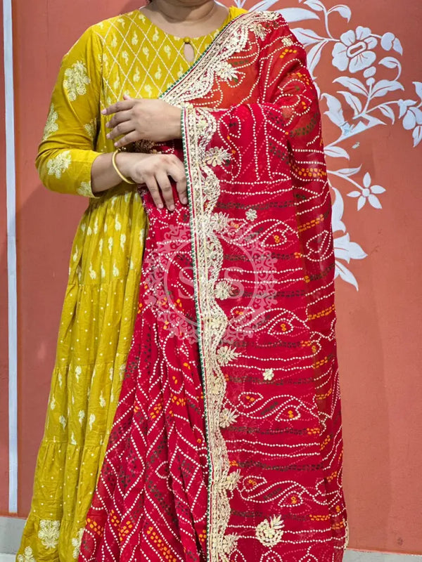 PURE VISCOSE GEORGETTE BHANDEJ SAREE