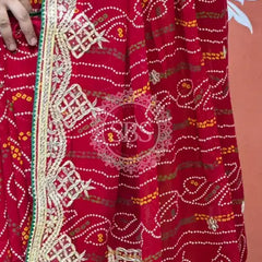 PURE VISCOSE GEORGETTE BHANDEJ SAREE