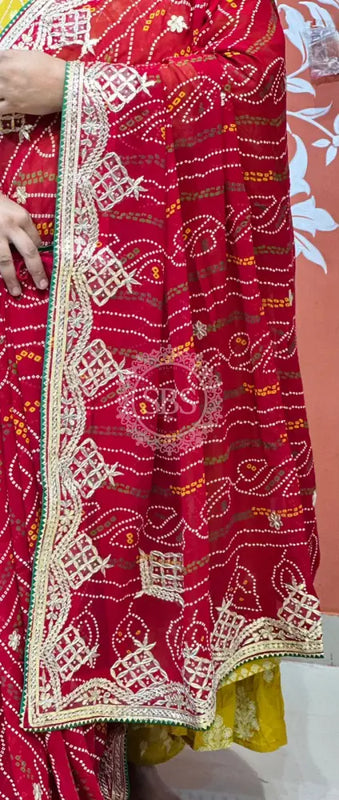 PURE VISCOSE GEORGETTE BHANDEJ SAREE