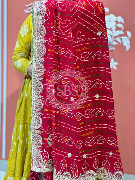 PURE VISCOSE GEORGETTE BHANDEJ SAREE