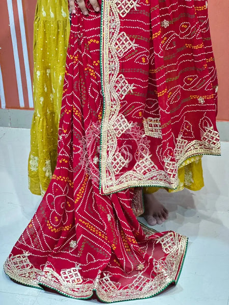 PURE VISCOSE GEORGETTE BHANDEJ SAREE