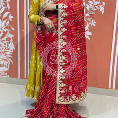 PURE VISCOSE GEORGETTE BHANDEJ SAREE