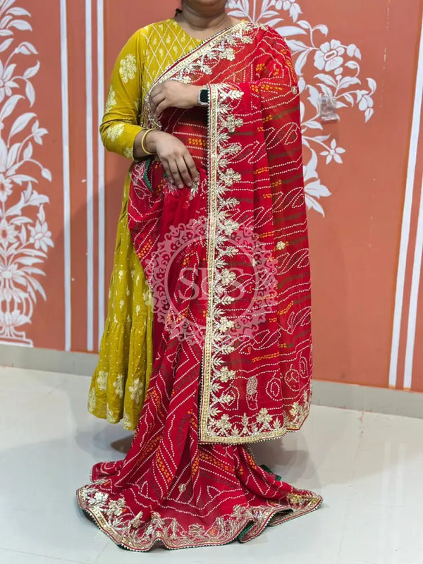 PURE VISCOSE GEORGETTE BHANDEJ SAREE