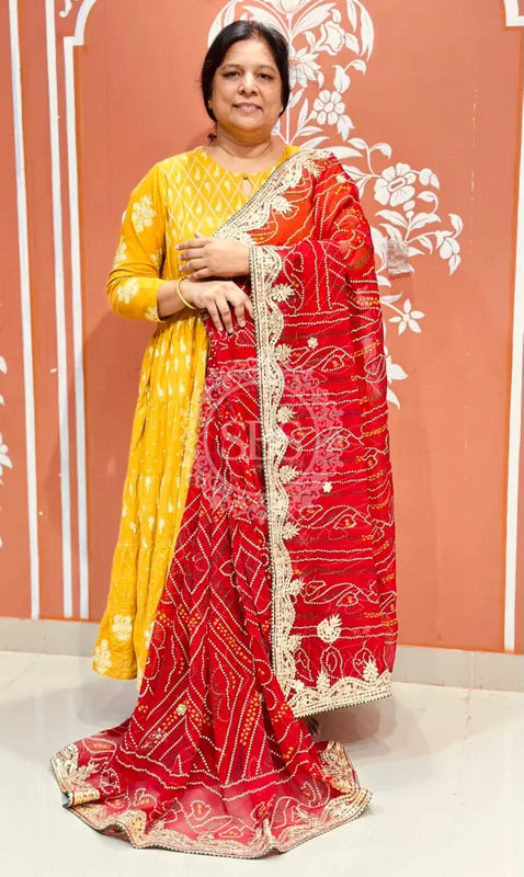 PURE VISCOSE GEORGETTE BHANDEJ SAREE