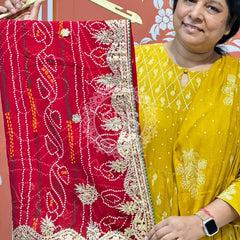 PURE VISCOSE GEORGETTE BHANDEJ SAREE