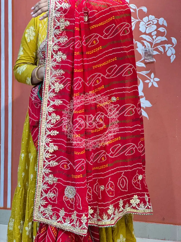 PURE VISCOSE GEORGETTE BHANDEJ SAREE