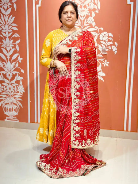 PURE VISCOSE GEORGETTE BHANDEJ SAREE