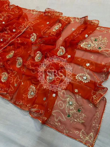 RAJWADI RAJASTHANI SAREE Orange