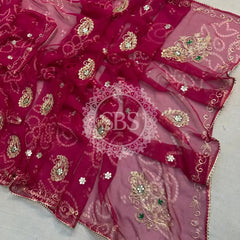 RAJWADI RAJASTHANI SAREE Rani Pink