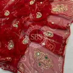 RAJWADI RAJASTHANI SAREE Red