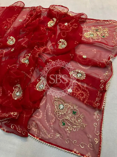 RAJWADI RAJASTHANI SAREE Red