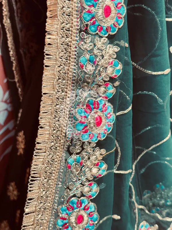 RAJWARI MARWARI ROYAL LEHENGA Bottle Green