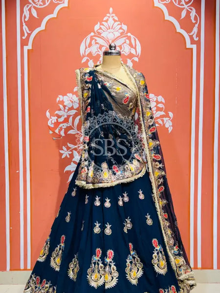 RAJWARI MARWARI ROYAL LEHENGA Navy