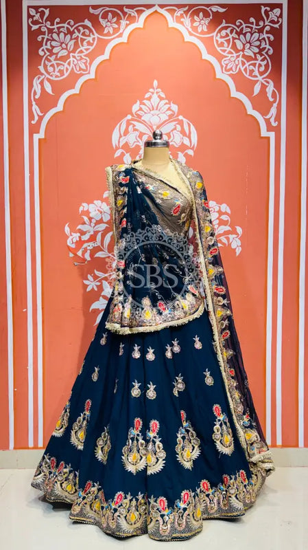 RAJWARI MARWARI ROYAL LEHENGA Navy