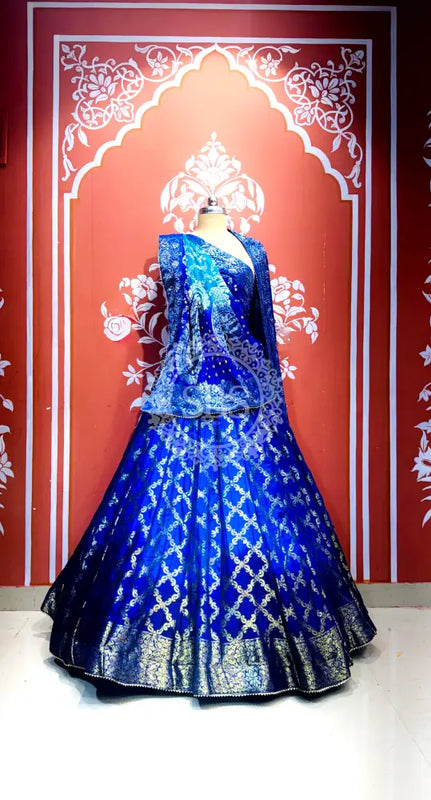 ROYAL BLUE GHATCHOLA FULL FLARED LEHENGA