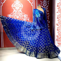 ROYAL BLUE GHATCHOLA FULL FLARED LEHENGA