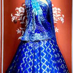 ROYAL BLUE GHATCHOLA FULL FLARED LEHENGA