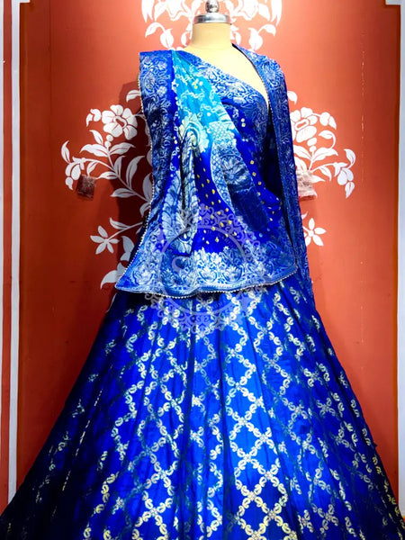 ROYAL BLUE GHATCHOLA FULL FLARED LEHENGA