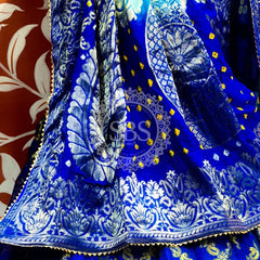 ROYAL BLUE GHATCHOLA FULL FLARED LEHENGA
