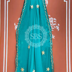 ROYAL GEORGETTE BOOTA SAREE Blue / Free Size
