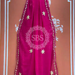 ROYAL GEORGETTE BOOTA SAREE Dark Pink / Free Size