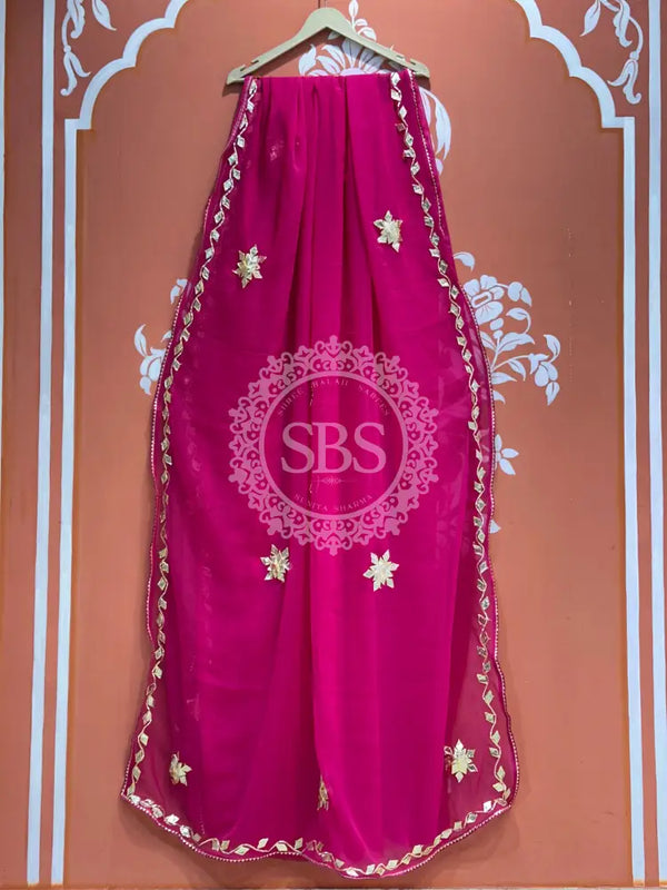 ROYAL GEORGETTE BOOTA SAREE Dark Pink / Free Size