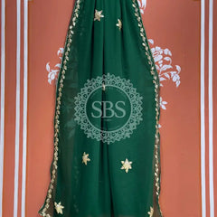 ROYAL GEORGETTE BOOTA SAREE Green / Free Size
